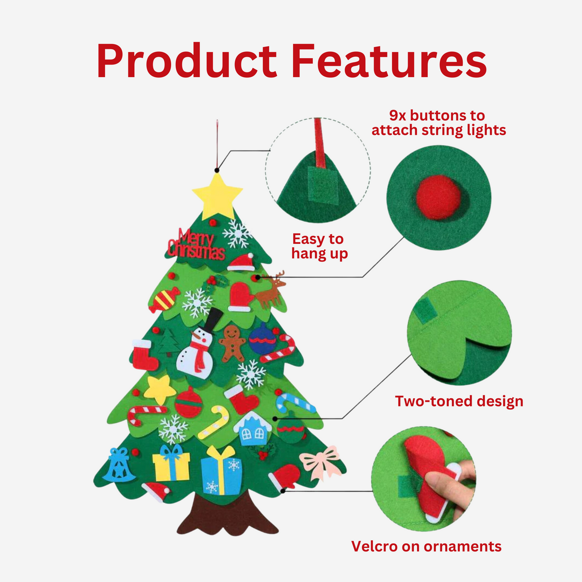 Toddler-safe soft felt tree