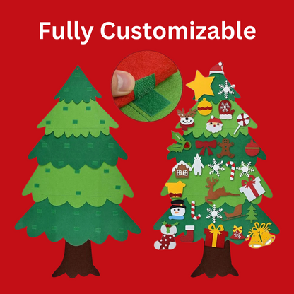 Family decorating felt tree together