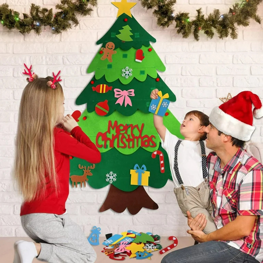 Child decorating felt Christmas tree